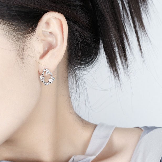 Office Hollow CZ Cloud 925 Sterling Silver Stud Earrings - KIAHMILLA