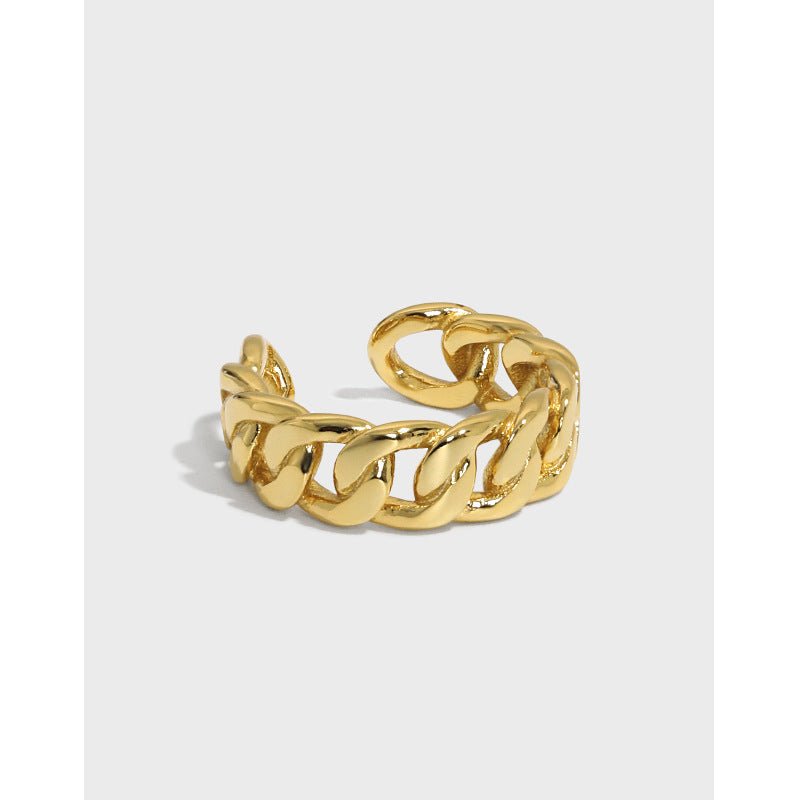 Office Hollow Twisted Chain 925 Sterling Silver Adjustable Ring - KIAHMILLA