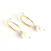 Office Irregular Baroque Natural Pearl 925 Sterling Silver Dangling Earrings - KIAHMILLA