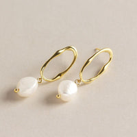 Office Irregular Baroque Natural Pearl 925 Sterling Silver Dangling Earrings - KIAHMILLA