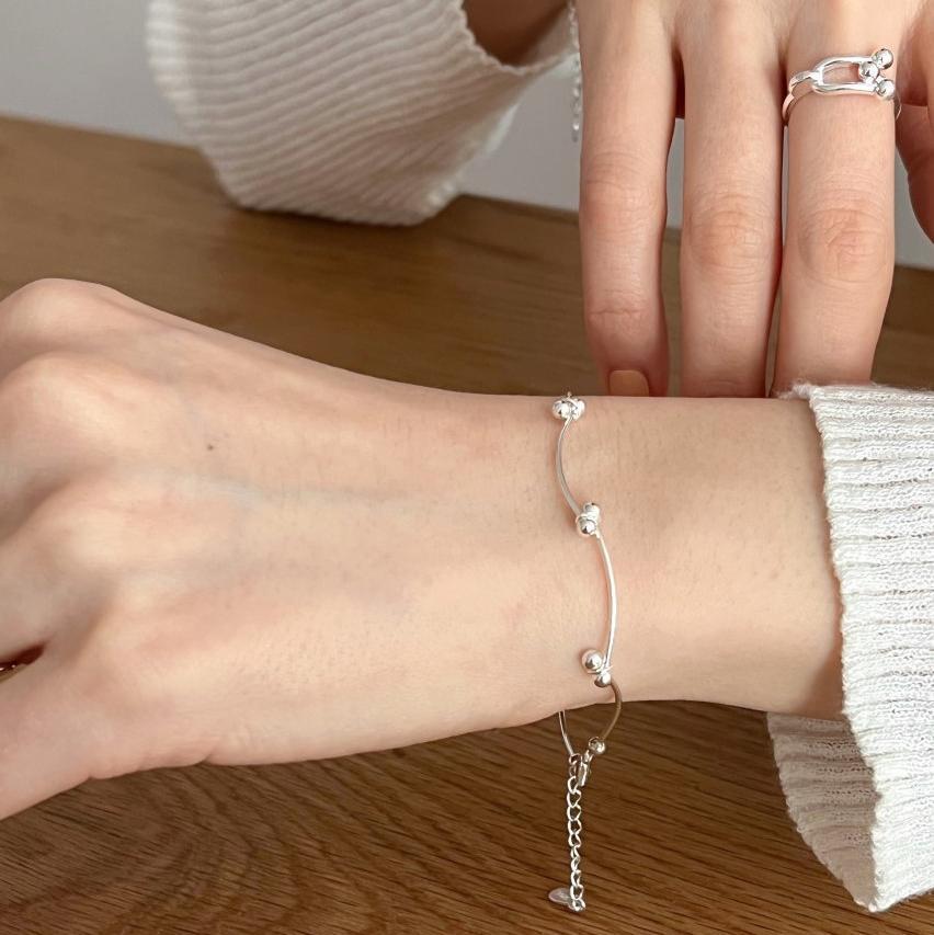 Office Irregular Beads 925 Sterling Silver Bracelet - KIAHMILLA