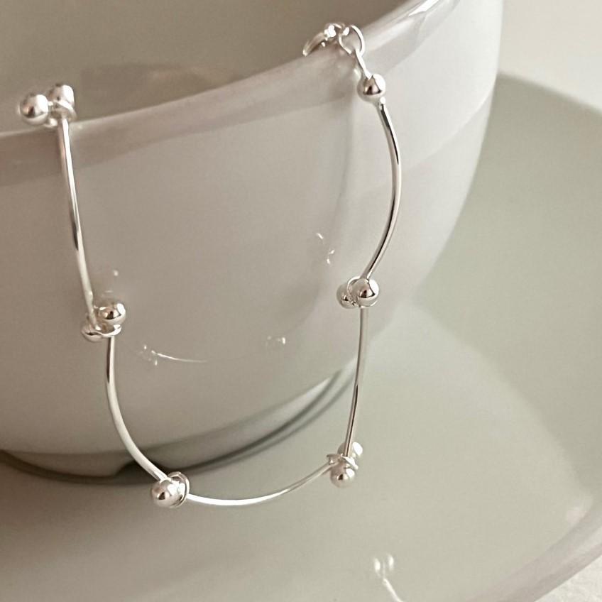 Office Irregular Beads 925 Sterling Silver Bracelet - KIAHMILLA