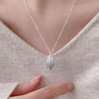 Office Irregular Leaf Feather 925 Sterling Silver Necklace - KIAHMILLA