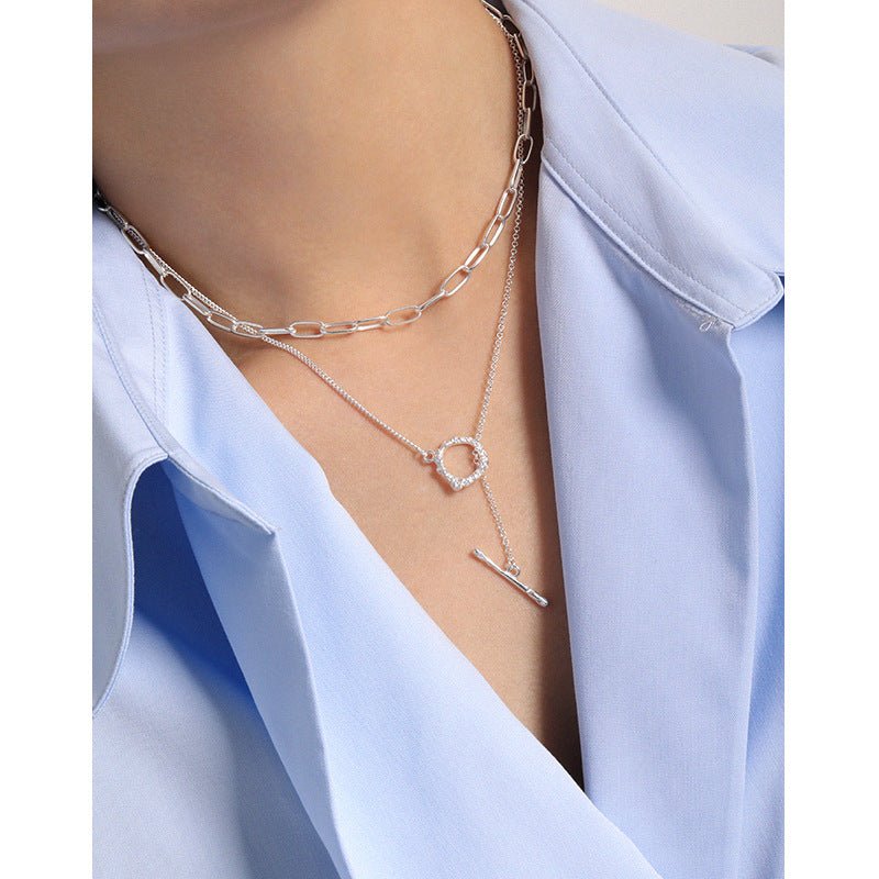 Office Irregular OT Shape 925 Sterling Silver Necklace - KIAHMILLA