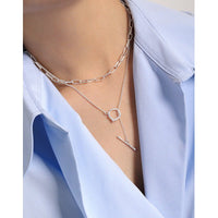 Office Irregular OT Shape 925 Sterling Silver Necklace - KIAHMILLA
