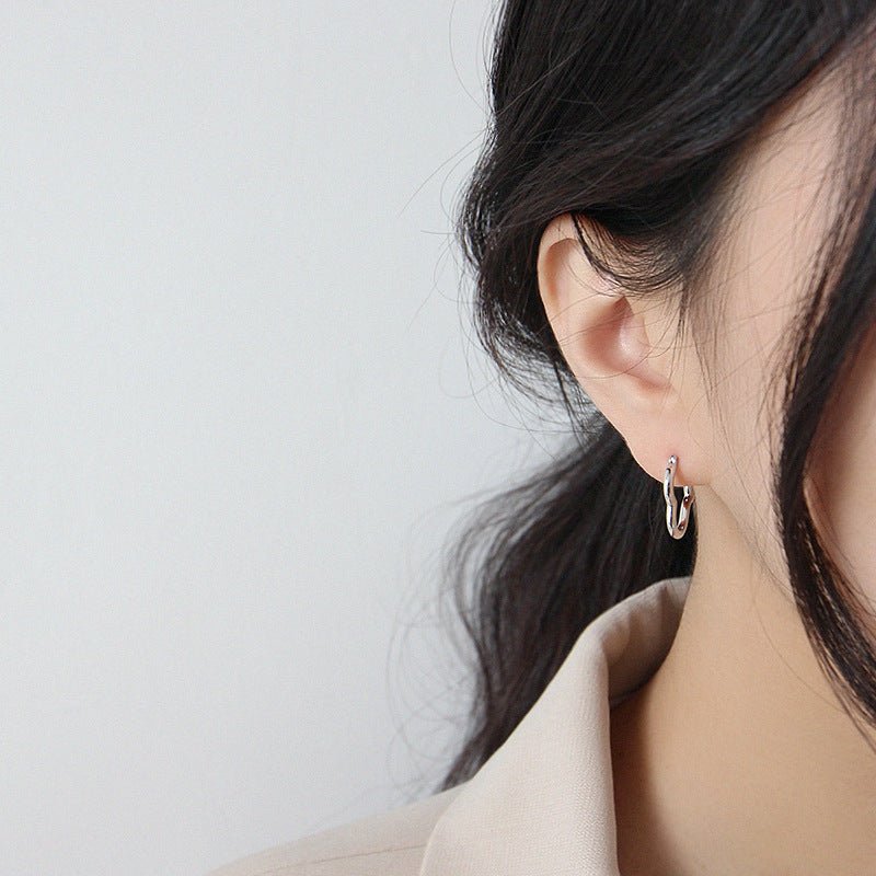 Office Lady Hollow Heart 925 Sterling Silver Hoop Earrings - KIAHMILLA