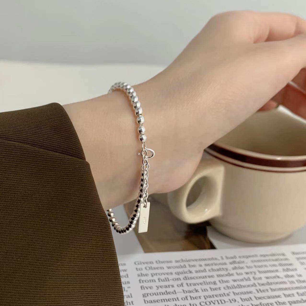 Office Lady Round Beads 925 Sterling Silver Bracelet - KIAHMILLA