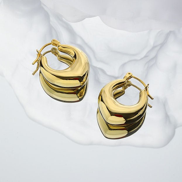 Office Letter U Shape 925 Sterling Silver Hoop Earrings - KIAHMILLA