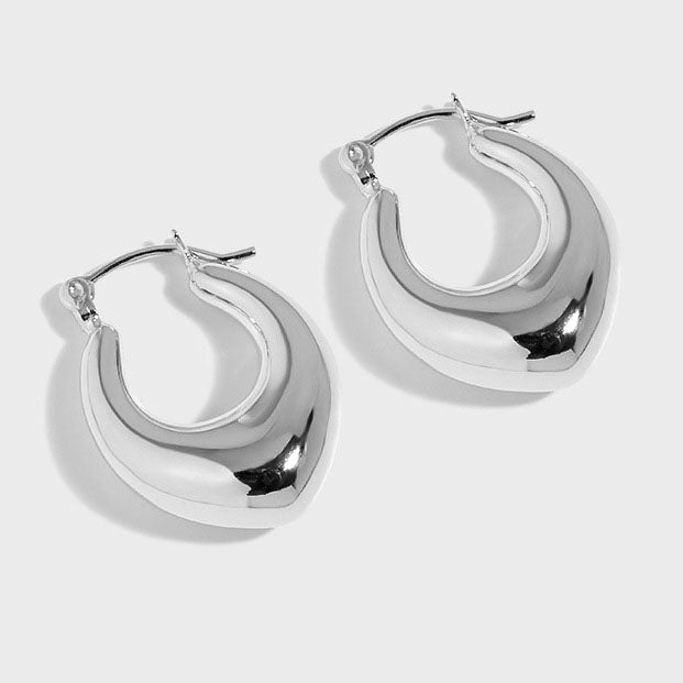 Office Letter U Shape 925 Sterling Silver Hoop Earrings - KIAHMILLA
