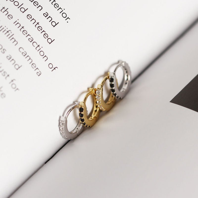 Office Micro Setting CZ Lines 925 Sterling Silver Hoop Earrings - KIAHMILLA