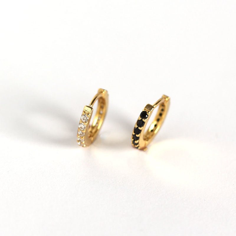 Office Micro Setting CZ Lines 925 Sterling Silver Hoop Earrings - KIAHMILLA