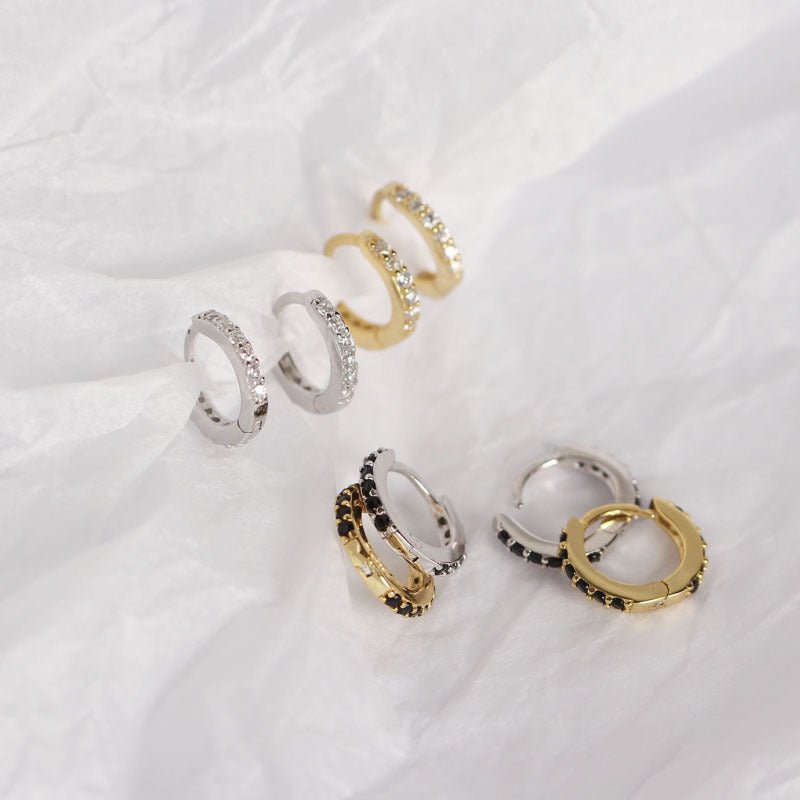 Office Micro Setting CZ Lines 925 Sterling Silver Hoop Earrings - KIAHMILLA