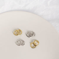 Office Micro Setting CZ Lines 925 Sterling Silver Hoop Earrings - KIAHMILLA