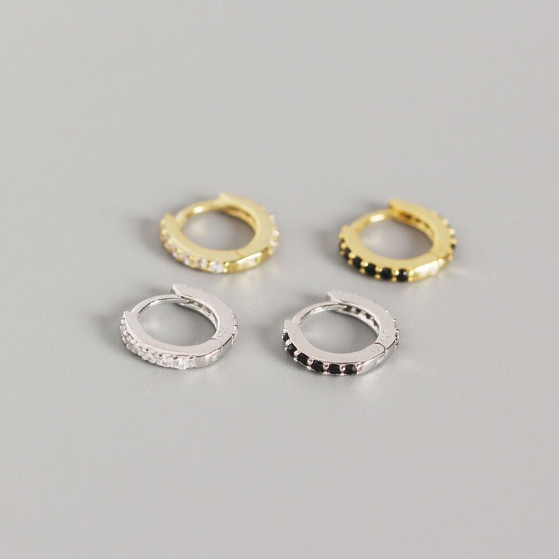 Office Micro Setting CZ Lines 925 Sterling Silver Hoop Earrings - KIAHMILLA
