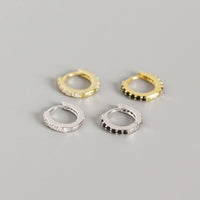 Office Micro Setting CZ Lines 925 Sterling Silver Hoop Earrings - KIAHMILLA