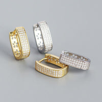 Office Micro Setting CZ U Shape 925 Sterling Silver Hoop Earrings - KIAHMILLA