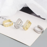 Office Micro Setting CZ U Shape 925 Sterling Silver Hoop Earrings - KIAHMILLA