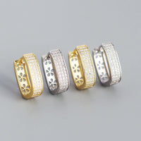 Office Micro Setting CZ U Shape 925 Sterling Silver Hoop Earrings - KIAHMILLA