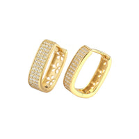 Office Micro Setting CZ U Shape 925 Sterling Silver Hoop Earrings - KIAHMILLA