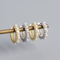 Office Mini Shell Pearls 925 Sterling Silver Huggie Hoop Earrings - KIAHMILLA