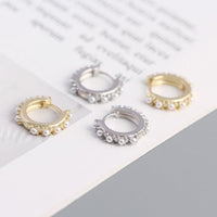Office Mini Shell Pearls 925 Sterling Silver Huggie Hoop Earrings - KIAHMILLA