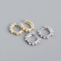 Office Mini Shell Pearls 925 Sterling Silver Huggie Hoop Earrings - KIAHMILLA