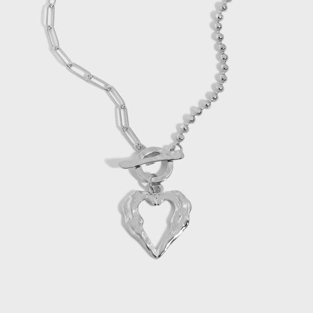 Office OT Irregular Heart 925 Sterling Silver Necklace - KIAHMILLA