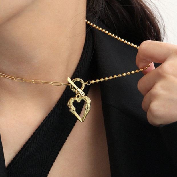 Office OT Irregular Heart 925 Sterling Silver Necklace - KIAHMILLA