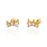 Office Round CZ Crown 925 Sterling Silver Screw Stud Earrings - KIAHMILLA