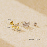 Office Round CZ Crown 925 Sterling Silver Screw Stud Earrings - KIAHMILLA