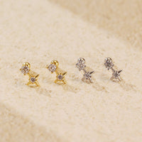 Office Shining CZ Star 925 Sterling Silver Screw Dangling Earrings - KIAHMILLA