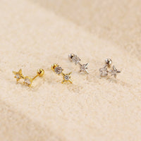 Office Shining CZ Star 925 Sterling Silver Screw Dangling Earrings - KIAHMILLA