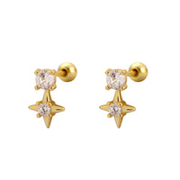 Office Shining CZ Star 925 Sterling Silver Screw Dangling Earrings - KIAHMILLA