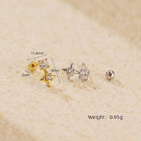 Office Shining CZ Star 925 Sterling Silver Screw Dangling Earrings - KIAHMILLA