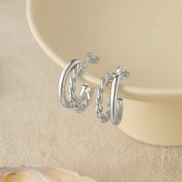 Office Twisted Tube Circle 925 Sterling Silver Hoop Earrings - KIAHMILLA