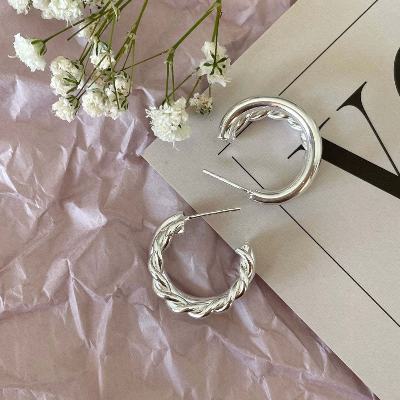 Office Twisted Tube Circle 925 Sterling Silver Hoop Earrings - KIAHMILLA
