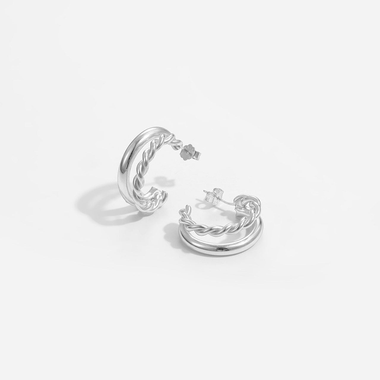 Office Twisted Tube Circle 925 Sterling Silver Hoop Earrings - KIAHMILLA