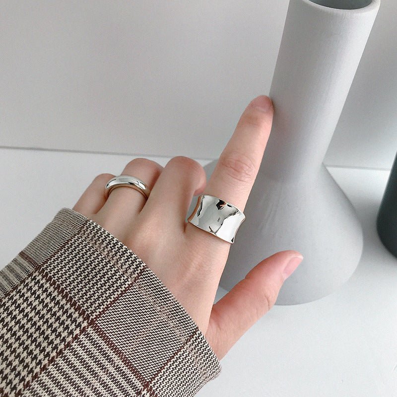 Office Wide Irregular 925 Sterling Silver Adjustable Ring - KIAHMILLA