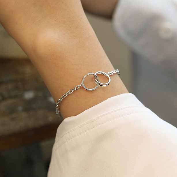 Party Double Circles 925 Sterling Silver Chain Bracelet - KIAHMILLA