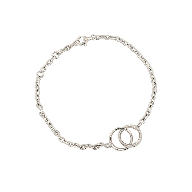 Party Double Circles 925 Sterling Silver Chain Bracelet - KIAHMILLA