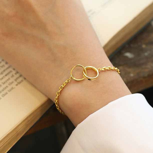 Party Double Circles 925 Sterling Silver Chain Bracelet - KIAHMILLA