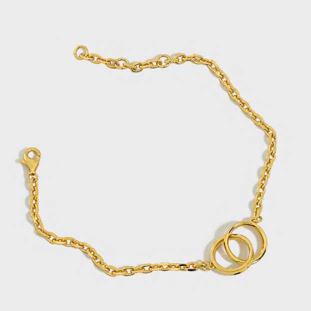 Party Double Circles 925 Sterling Silver Chain Bracelet - KIAHMILLA