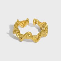 Party Double Layer Twisted Wave 925 Sterling Silver Adjustable Ring - KIAHMILLA