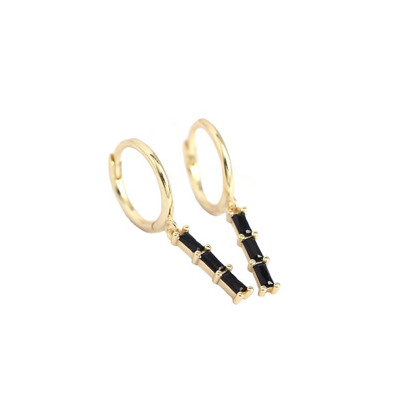 Party Geometry CZ Rectangle 925 Sterling Silver Hoop Earrings - KIAHMILLA