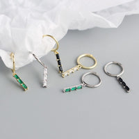 Party Geometry CZ Rectangle 925 Sterling Silver Hoop Earrings - KIAHMILLA