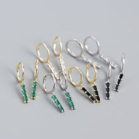 Party Geometry CZ Rectangle 925 Sterling Silver Hoop Earrings - KIAHMILLA