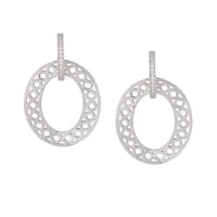Party Geometry Frosted Hollow CZ Circle 925 Sterling Silver Dangling Earrings - KIAHMILLA