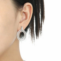 Party Geometry Frosted Hollow CZ Circle 925 Sterling Silver Dangling Earrings - KIAHMILLA