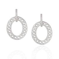 Party Geometry Frosted Hollow CZ Circle 925 Sterling Silver Dangling Earrings - KIAHMILLA