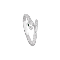 Party Green CZ Eyes Snake Animal 925 Sterling Silver Adjustable Ring - KIAHMILLA